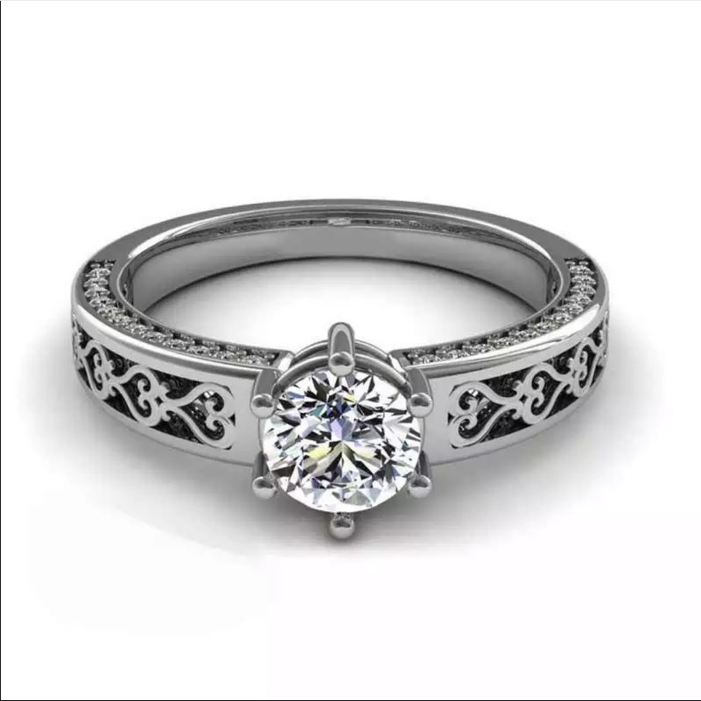 New 925 Silver Women’s Wedding Diamond Ring - Picture 2 of 6